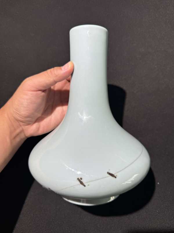清乾隆 仿汝天青釉荸荠瓶 - 图6