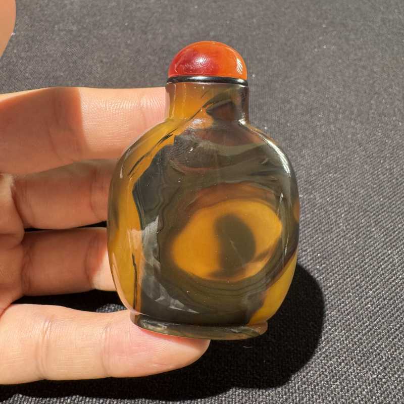 清 灵猴影子玛瑙鼻烟壶 - 图4