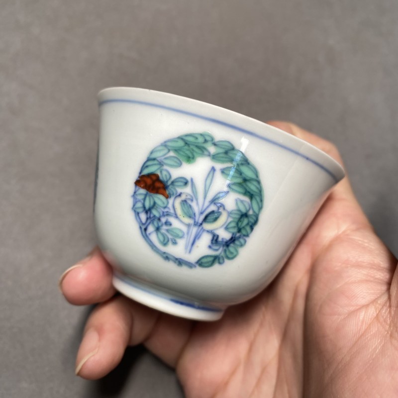 清康熙 仿成窑斗彩花鸟纹杯 - 图7