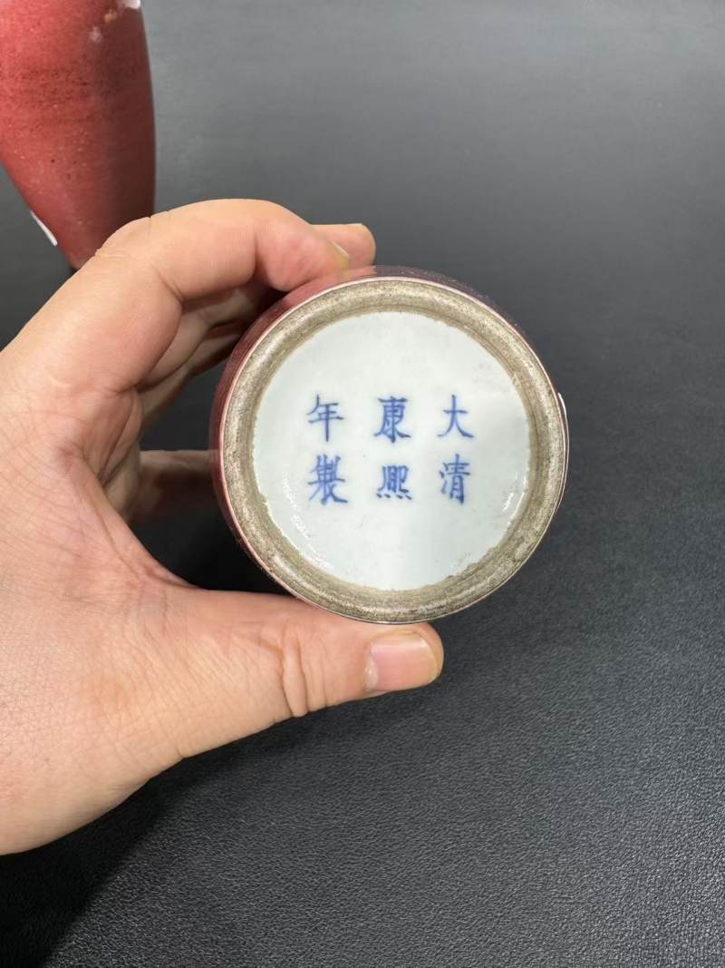 清 豇豆红莱菔瓶一对 - 图10