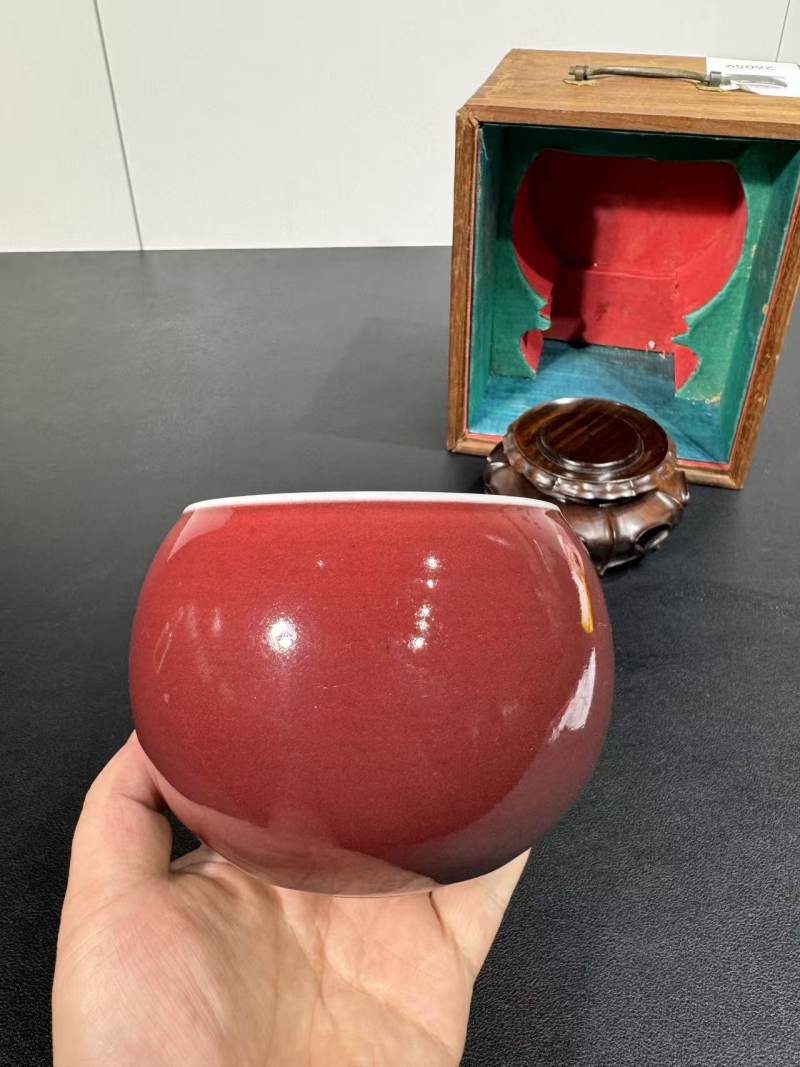 清康熙 红釉钵式洗 - 图2