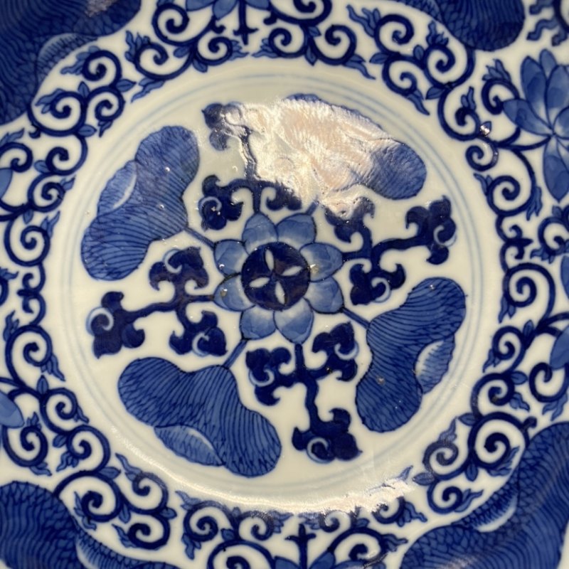 清光绪 内青花外粉彩三多纹碗 - 图9