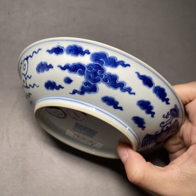 清乾隆 青花双凤纹盘 - 图8