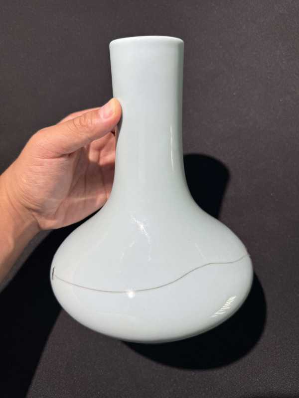 清乾隆 仿汝天青釉荸荠瓶 - 图7