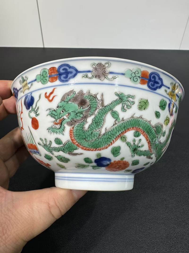 清乾隆 五彩龙凤纹碗 - 图3
