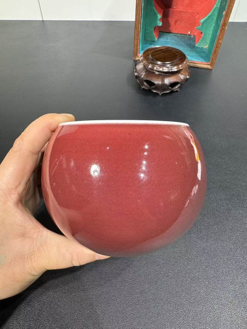 清康熙 红釉钵式洗 - 图3