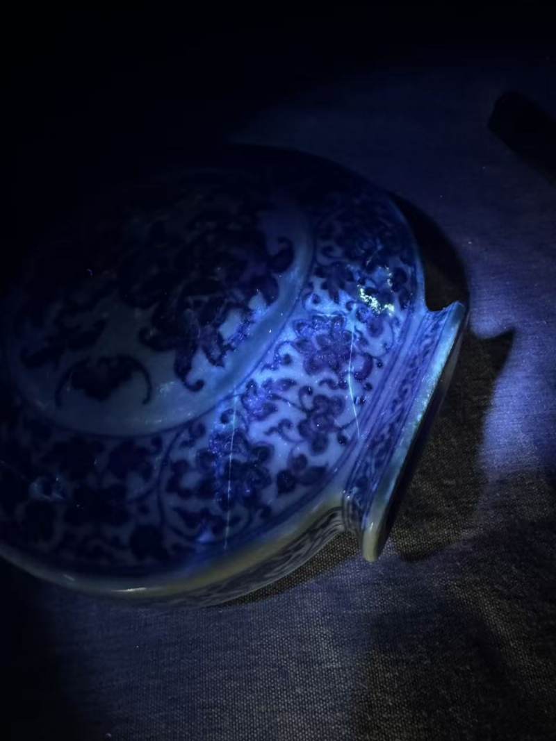 清乾隆 青花缠枝花卉福寿纹抱月瓶 - 图11