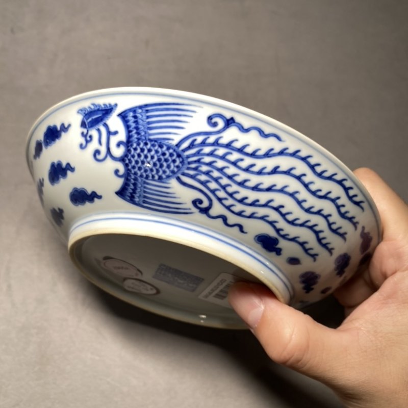 清乾隆 青花双凤纹盘 - 图9