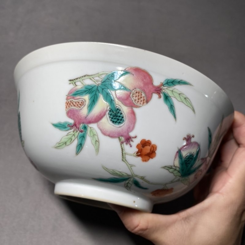 清光绪 内青花外粉彩三多纹碗 - 图10