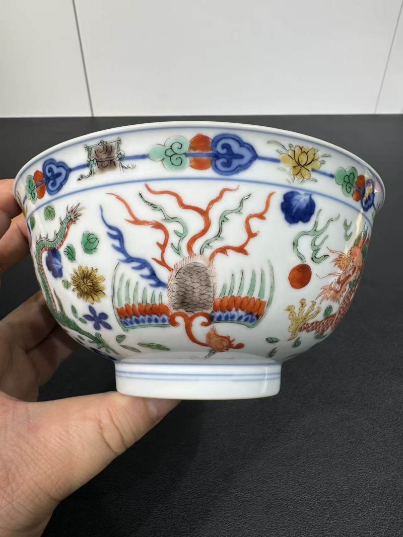 清乾隆 五彩龙凤纹碗 - 图4