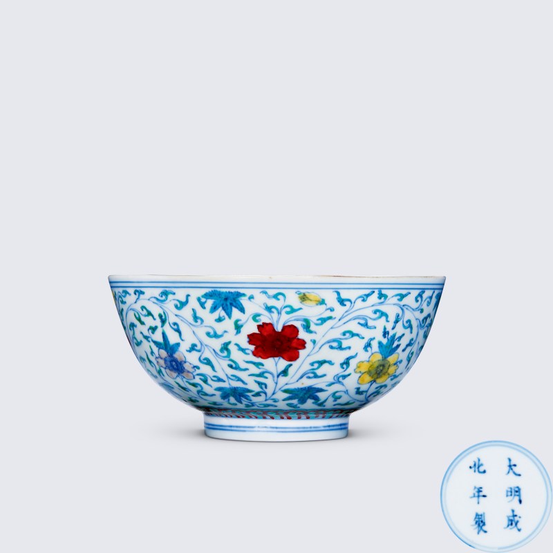 清康熙 斗彩花卉纹碗 - 图1