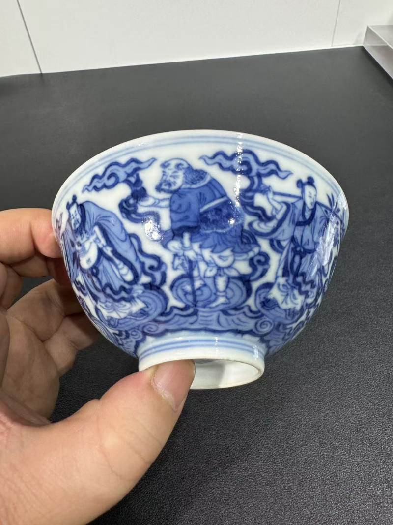 清道光 青花八仙纹碗 - 图3