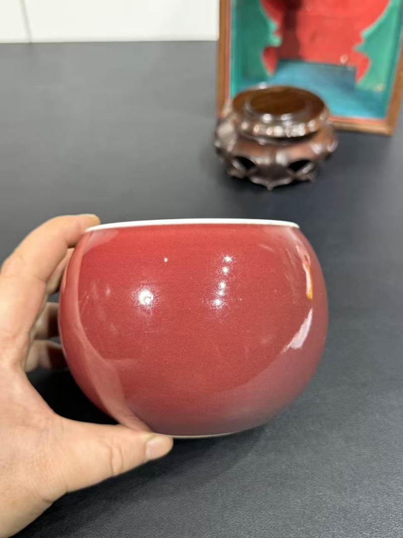 清康熙 红釉钵式洗 - 图4