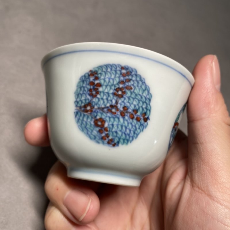 清康熙 仿成窑斗彩花鸟纹杯 - 图6