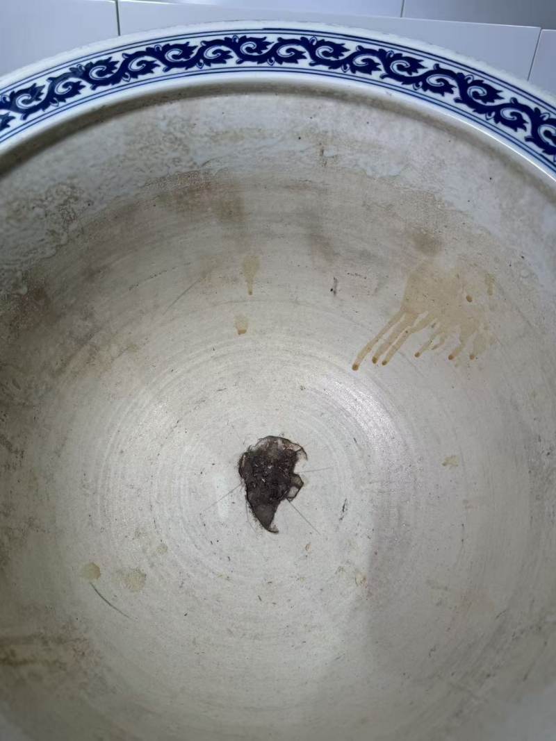 清光绪 青花江亭琴会纹大花盆 - 图7