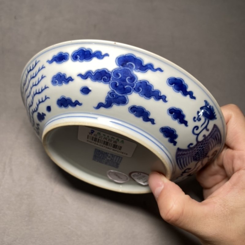 清乾隆 青花双凤纹盘 - 图10