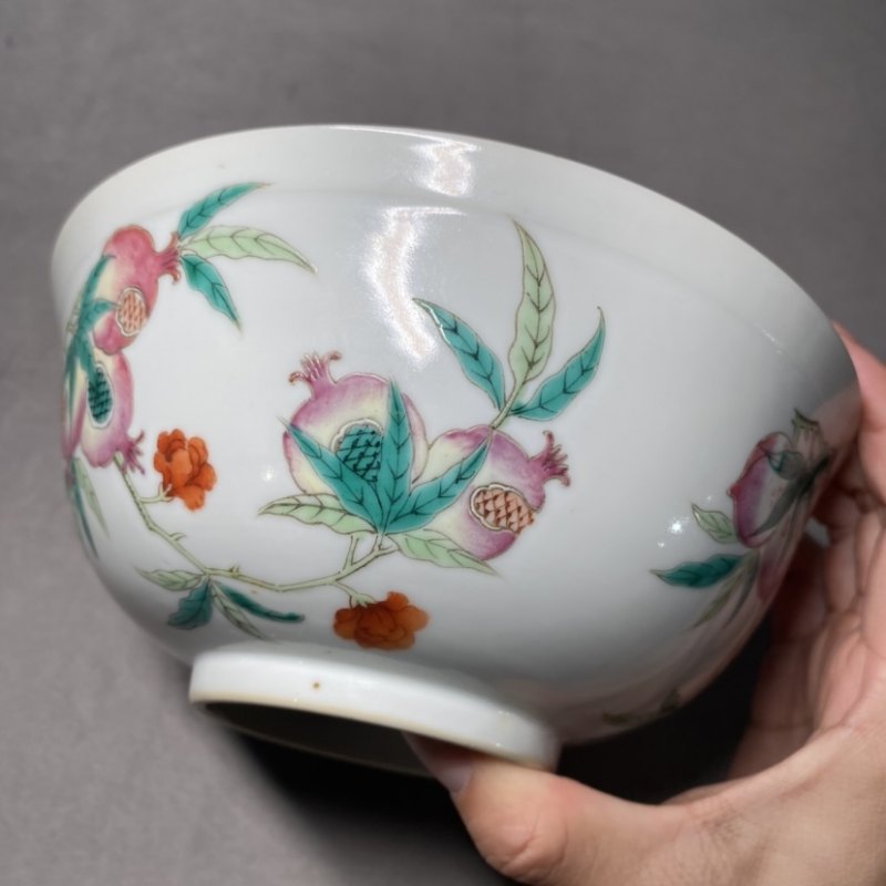 清光绪 内青花外粉彩三多纹碗 - 图11