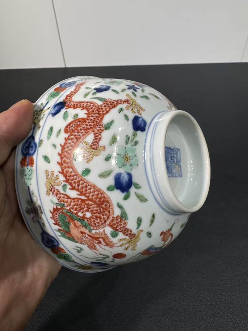 清乾隆 五彩龙凤纹碗 - 图5