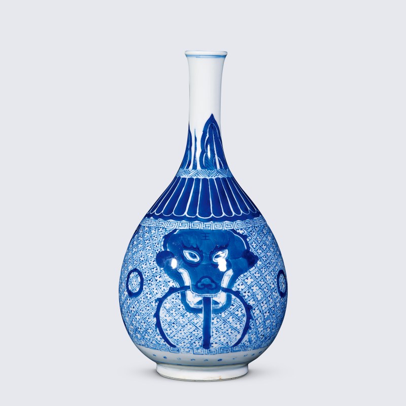 清康熙 青花饕餮纹胆瓶 - 图1