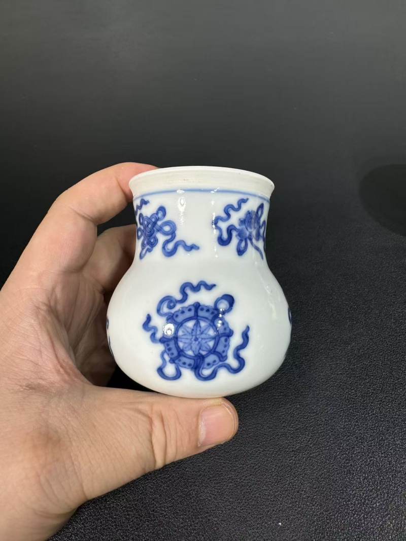 清中期 青花八吉祥纹蛐蛐葫芦一对 - 图3