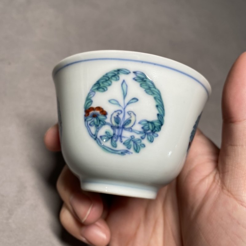 清康熙 仿成窑斗彩花鸟纹杯 - 图7