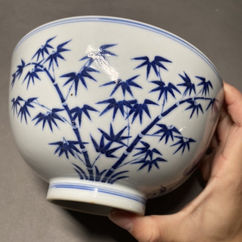 清光绪 青花松竹梅纹碗一对 - 图9