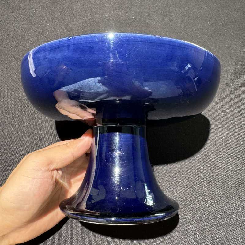 清康熙 茄皮紫釉高足盘 - 图3