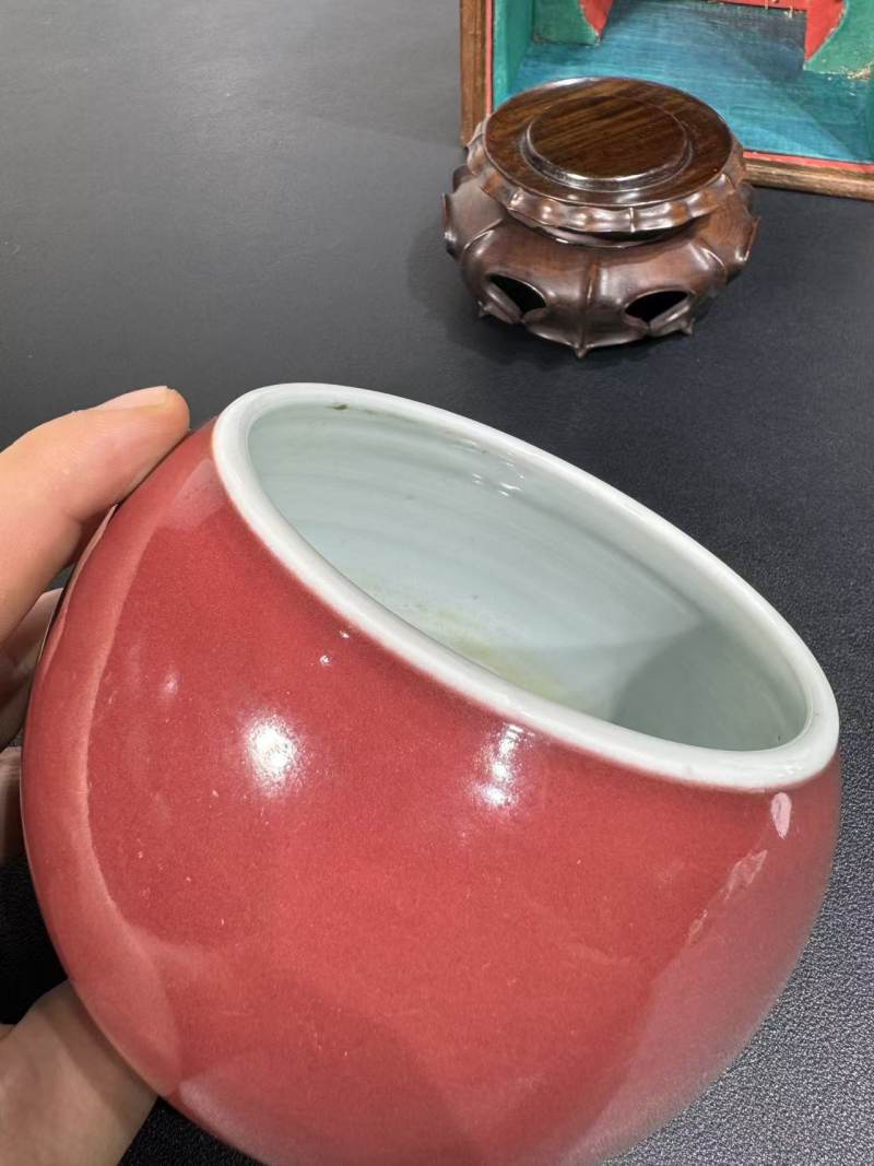 清康熙 红釉钵式洗 - 图5