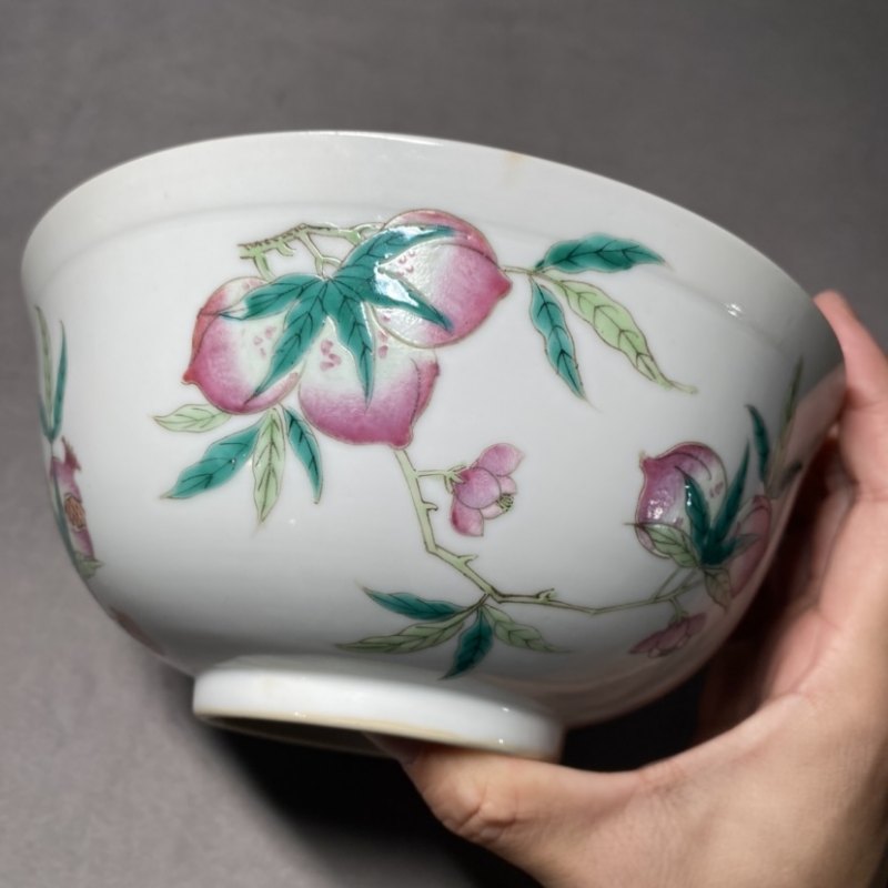 清光绪 内青花外粉彩三多纹碗 - 图12