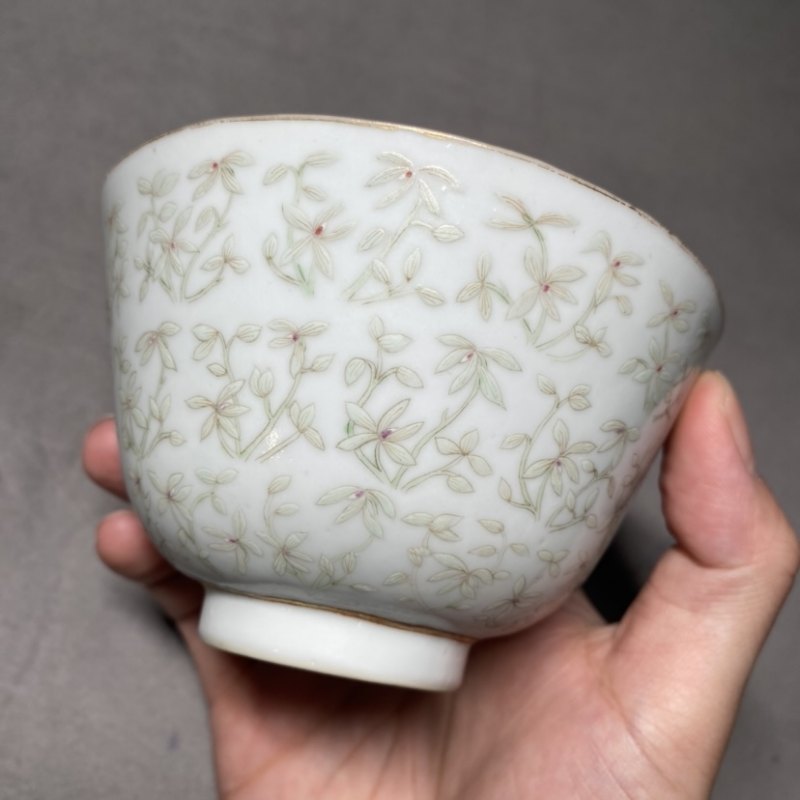 清光绪 粉彩花卉纹盖碗 - 图8