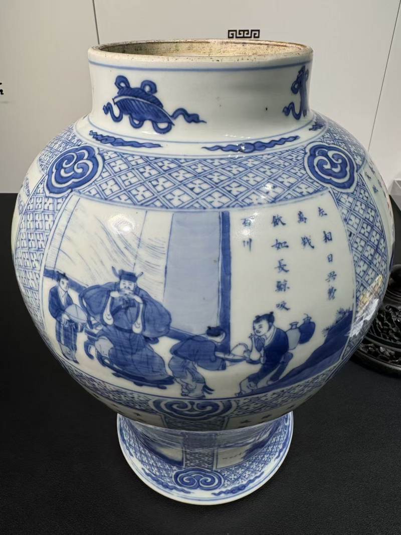 清康熙 青花饮中八仙图将军罐 - 图6