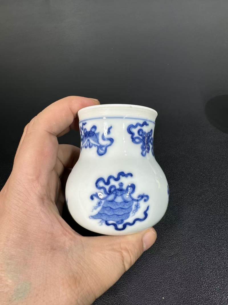 清中期 青花八吉祥纹蛐蛐葫芦一对 - 图4