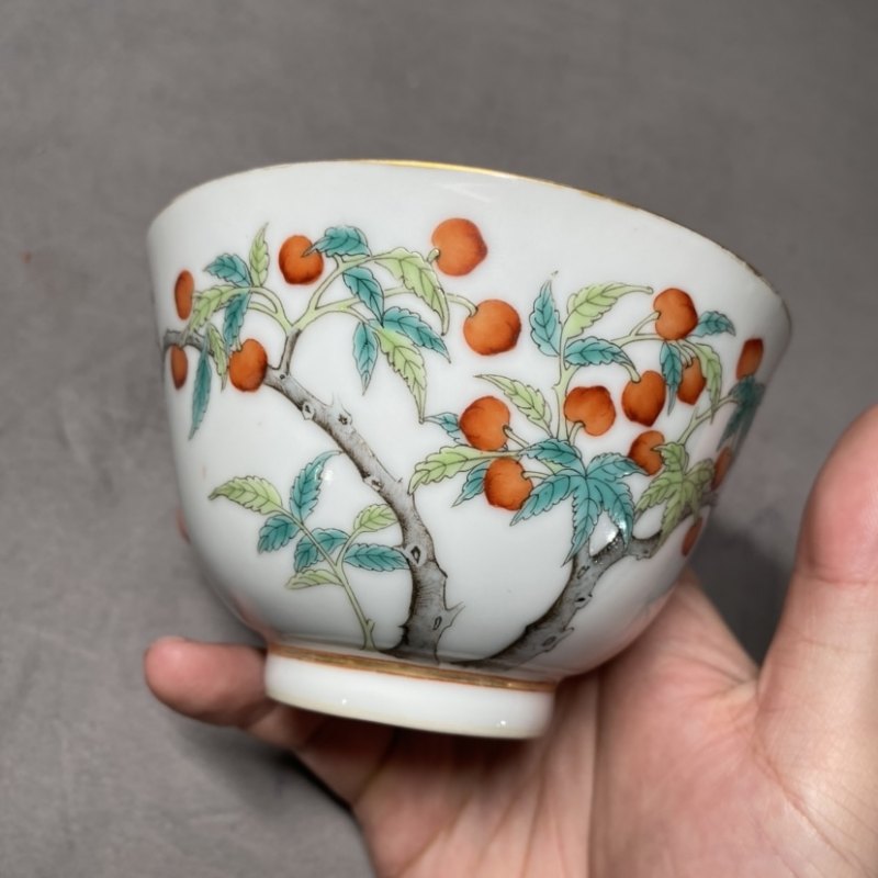 清光绪 五彩瑞桃纹茶圆 - 图5