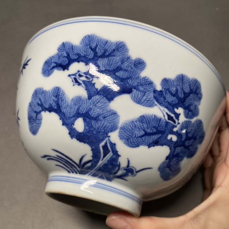 清光绪 青花松竹梅纹碗一对 - 图10