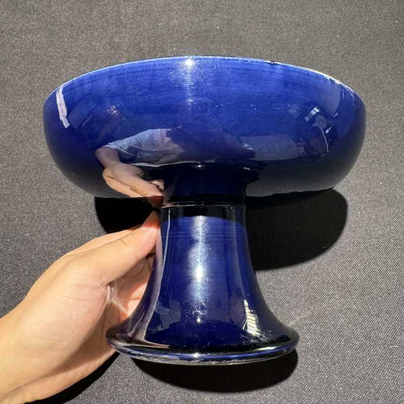 清康熙 茄皮紫釉高足盘 - 图4