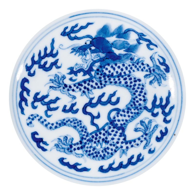 清道光 青花福寿龙纹碗 - 图2