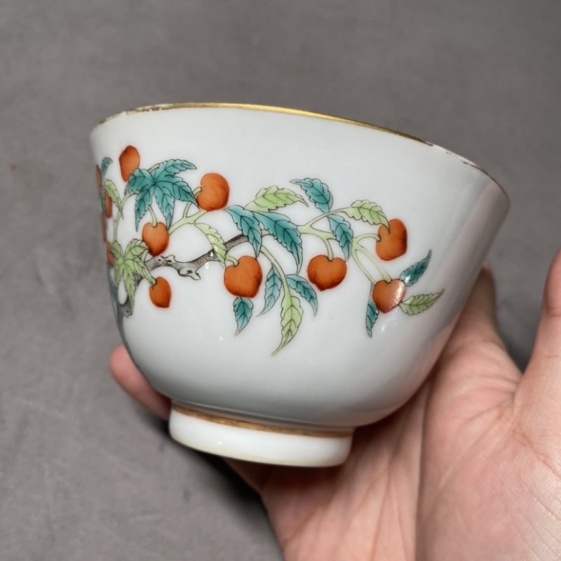 清光绪 五彩瑞桃纹茶圆 - 图6