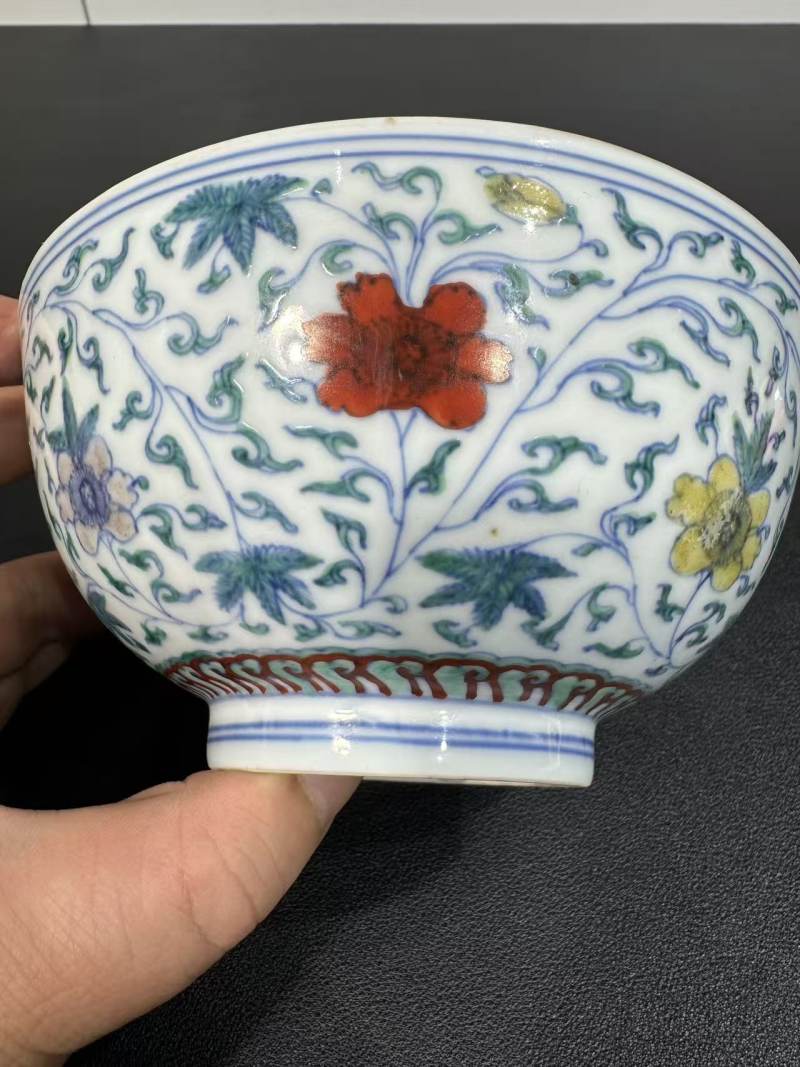 清康熙 斗彩花卉纹碗 - 图4