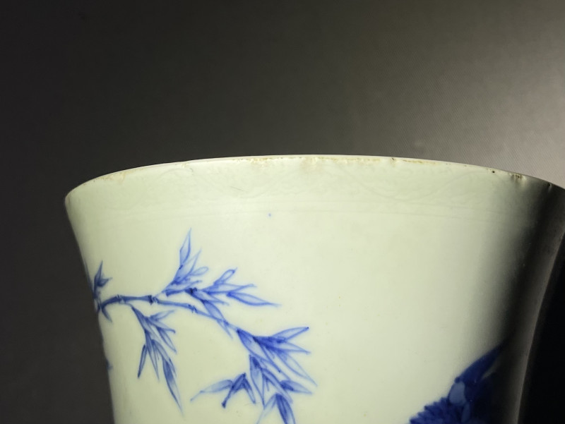 明崇祯 青花花鸟纹小花觚 - 图12