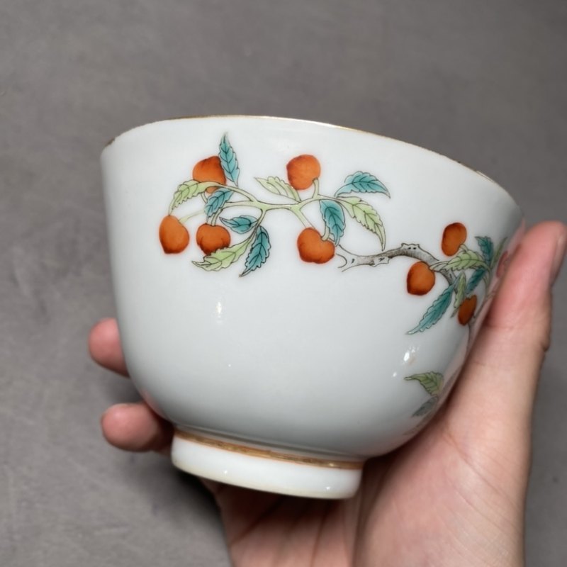 清光绪 五彩瑞桃纹茶圆 - 图7
