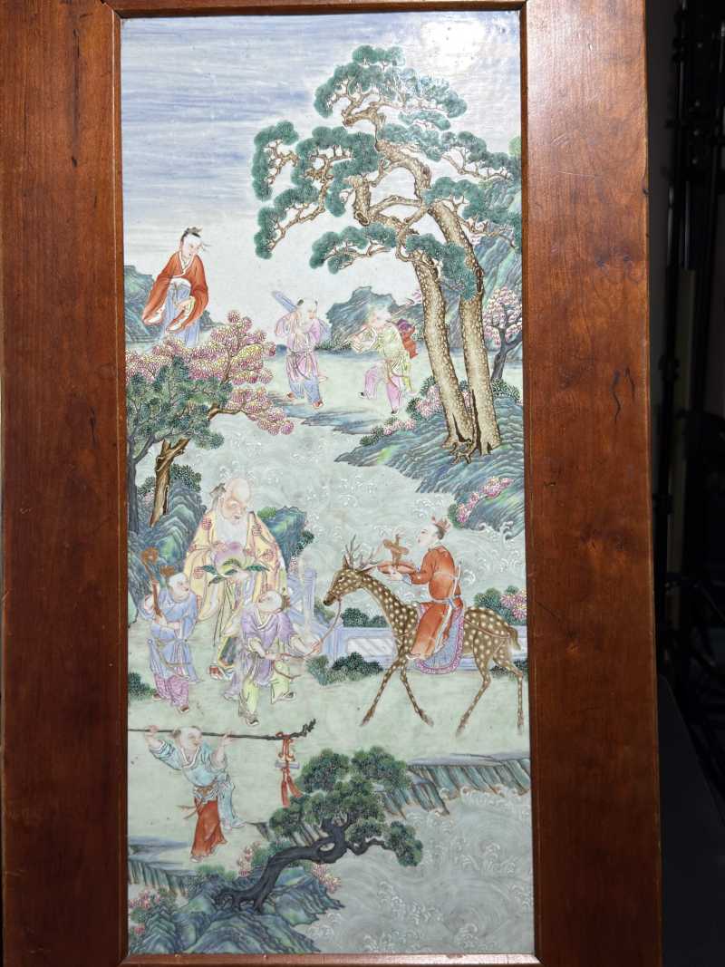 清乾隆 粉彩群仙祝寿图瓷板 - 图4