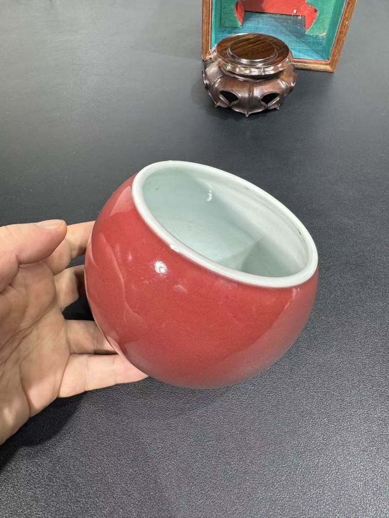 清康熙 红釉钵式洗 - 图8
