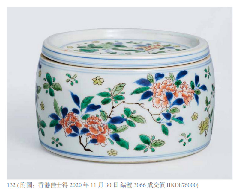 清康熙 青花五彩花果纹蟋蟀罐(盖为后配) - 图3