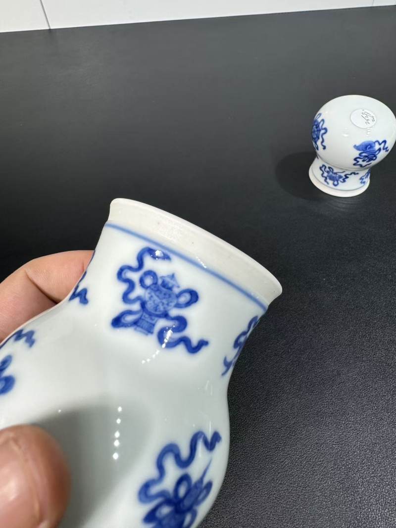 清中期 青花八吉祥纹蛐蛐葫芦一对 - 图7