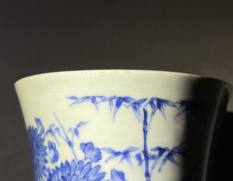 明崇祯 青花花鸟纹小花觚 - 图13