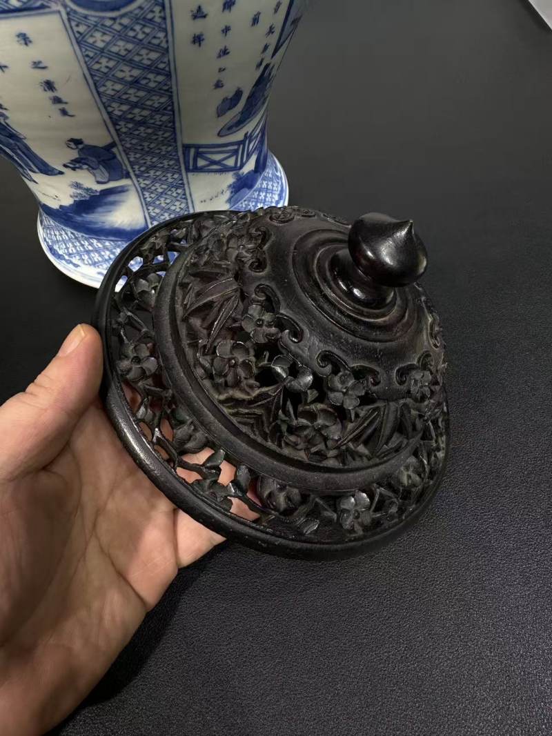 清康熙 青花饮中八仙图将军罐 - 图9
