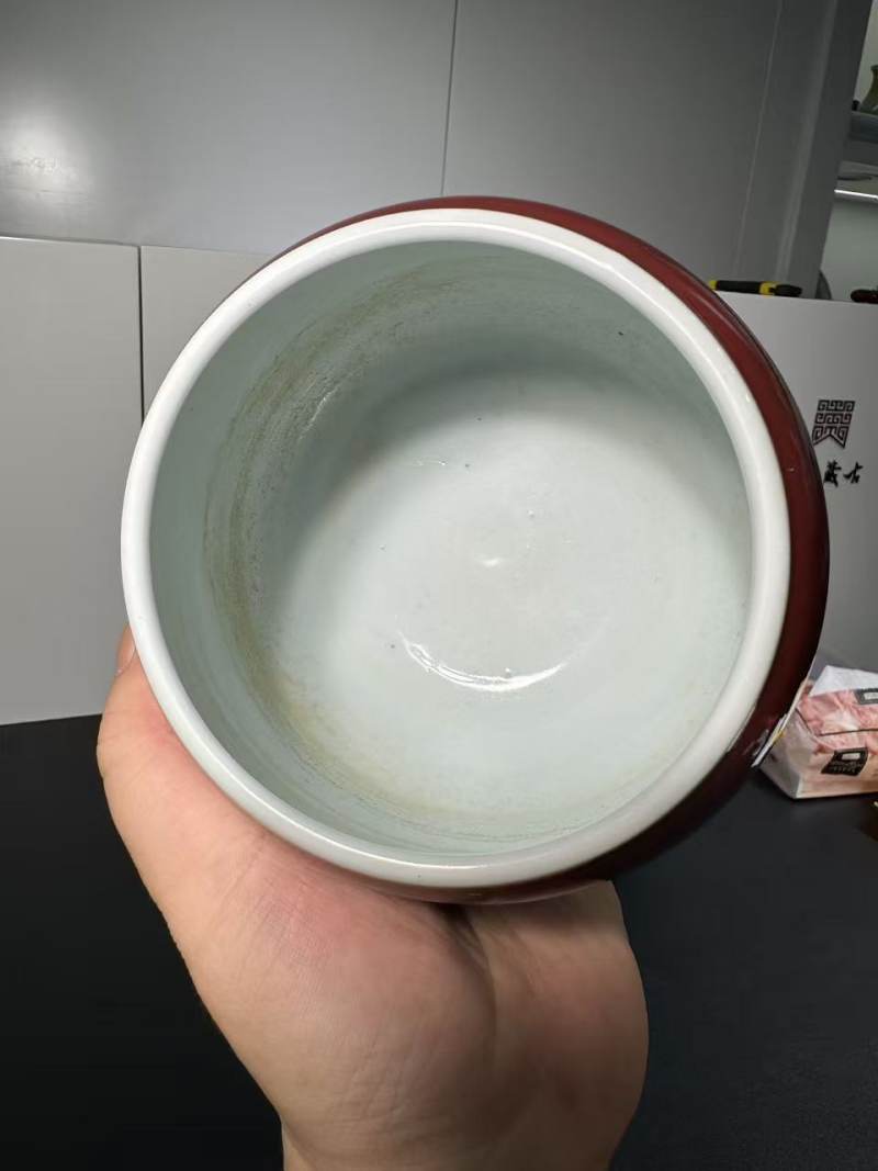 清康熙 红釉钵式洗 - 图9