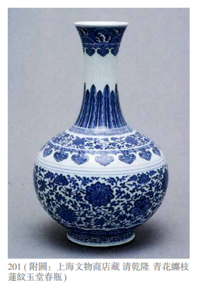 清乾隆 青花缠枝莲纹玉堂春瓶 - 图4