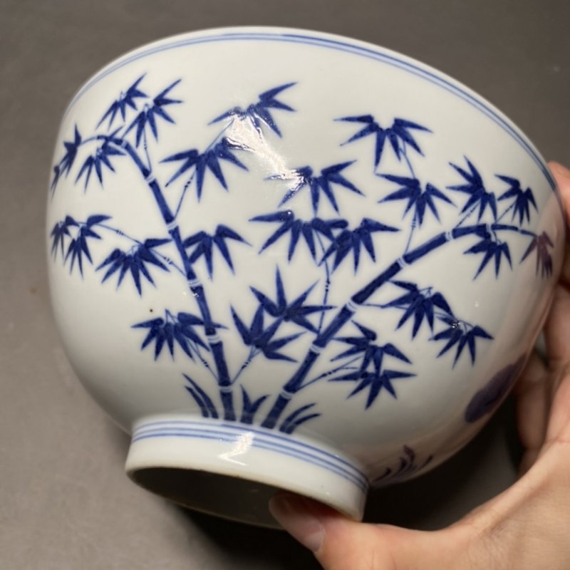 清光绪 青花松竹梅纹碗一对 - 图13