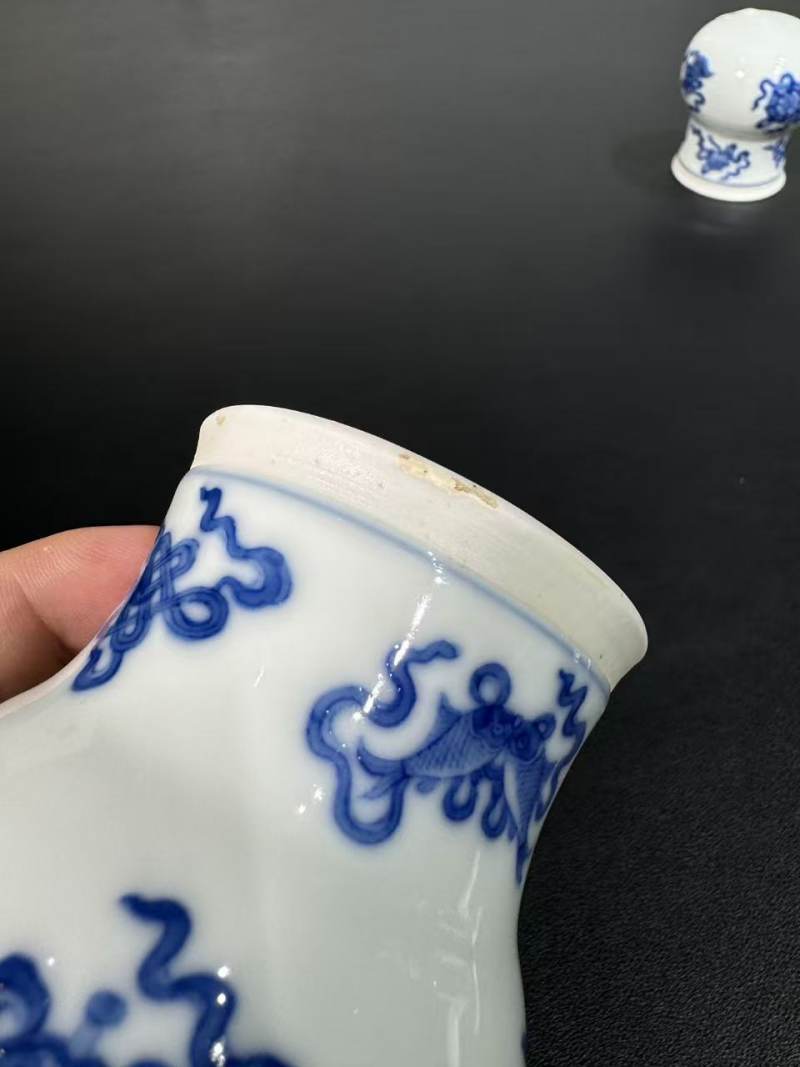 清中期 青花八吉祥纹蛐蛐葫芦一对 - 图8